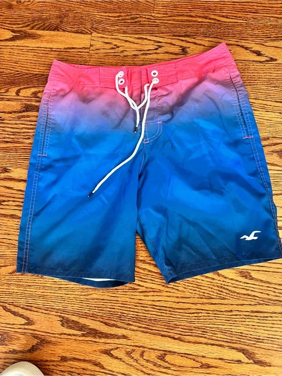 Hollister Men’s Pink-to-Blue Ombre Swim Shorts