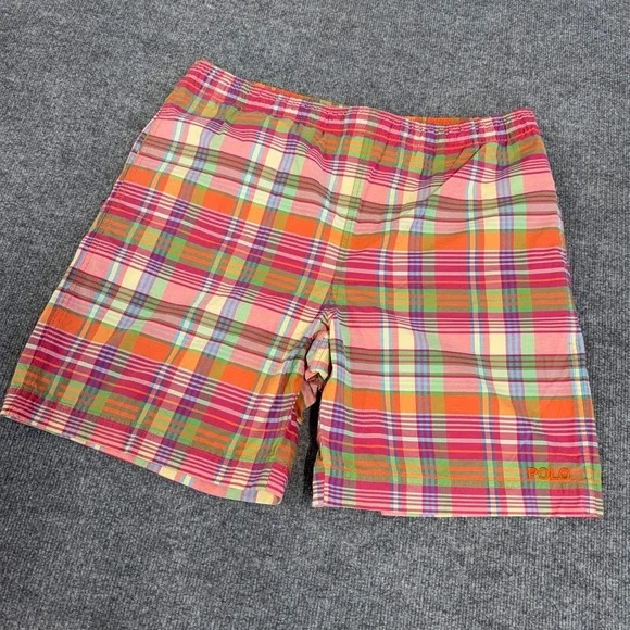 Vintage Polo Sport Ralph Lauren Swim Trunks Mens Large Multicolor Plaid Swimwear