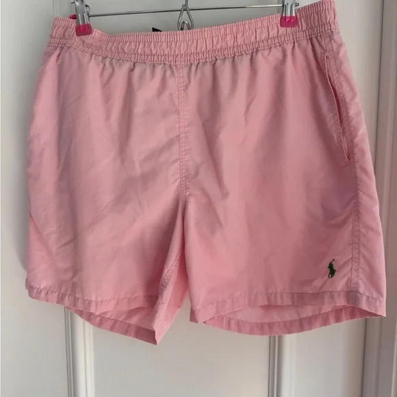 Vintage Ralph Lauren Polo Sport Swim Trunks Mens Large Shorts Pink Mesh