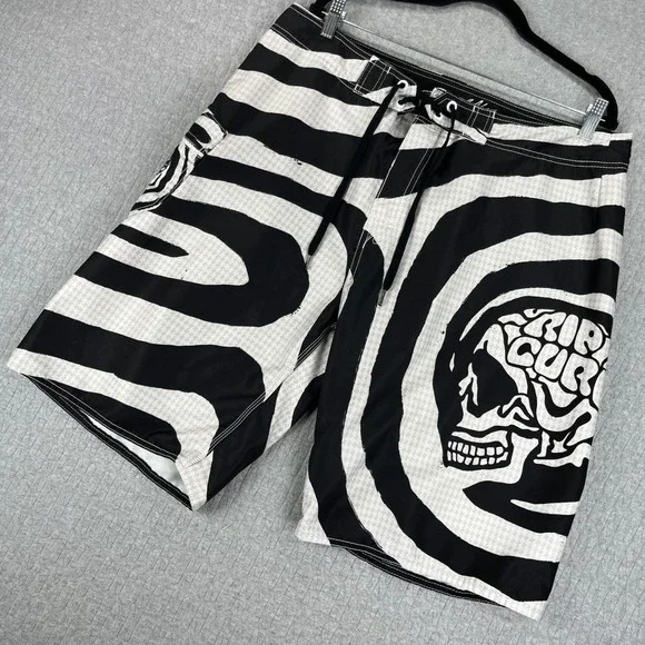 Vintage Rip Curl Boardshorts Men 38 Fits 36 Taylor Knox Skull Zebra Houndstooth