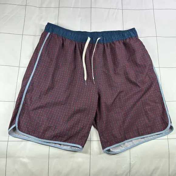 Fair Harbor Shorts Mens XXL Blue Red Anchor Trunk Athletic Swim Pool Beach Lined