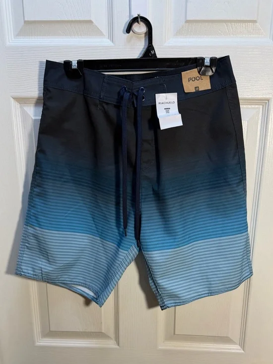 Pool by Riachuelo Men’s Ombre Blue Board Shorts with Drawstring Waist