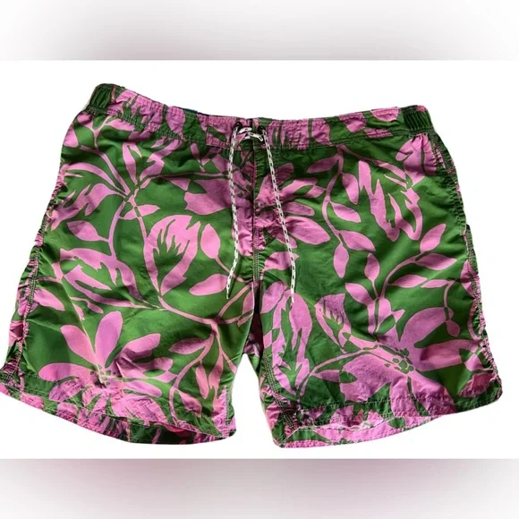 Boden Men’s Pink Green Floral Swim Board Shorts