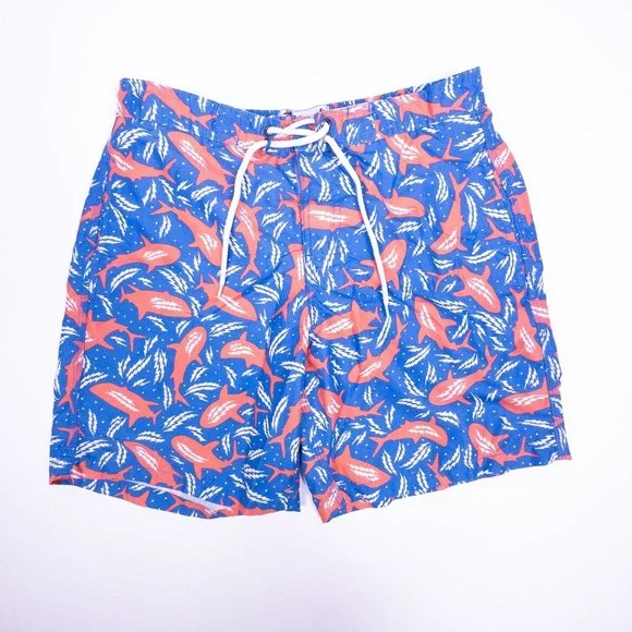 Trunks Surf & Swim Co. Men's Medium Swim Trunks‎ Sharks Blue