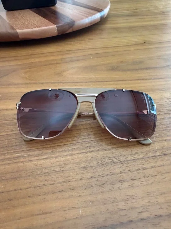 Free People Gold Frame Brown Gradient Aviator Sunglasses
