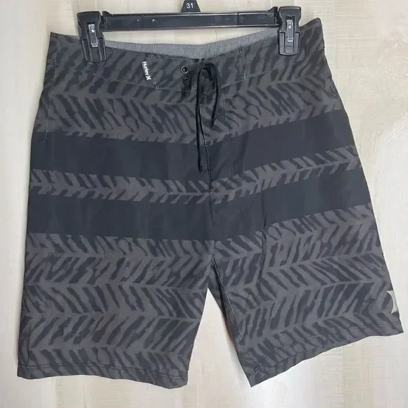 Hurley black and gray swim trunks board shorts,‎ size 28
