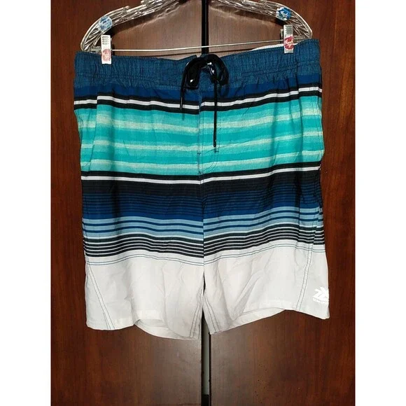 ZeroXposur Men Aqua Coast Stripe Inner Line‎ Uv Swim shorts Size L