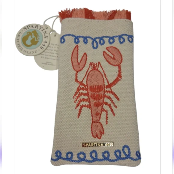Spartina 449 Embroidered Sunglass Case Overboard Lobster NEW