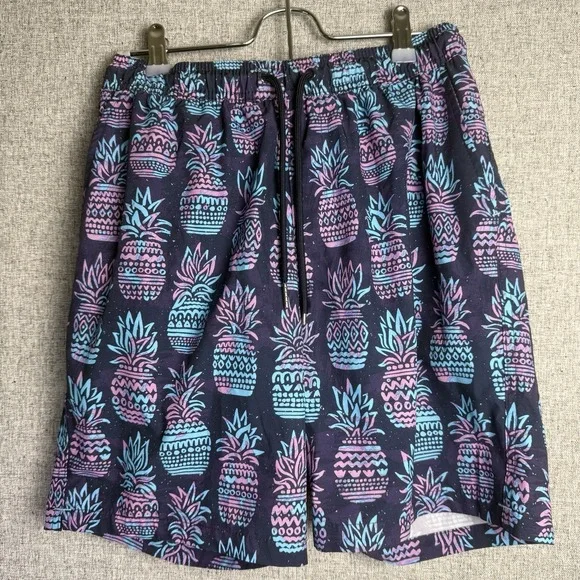 Goodfellow Swim Trunks Purple Blue Pineapple Print Lined Bathing Suit‎ 7