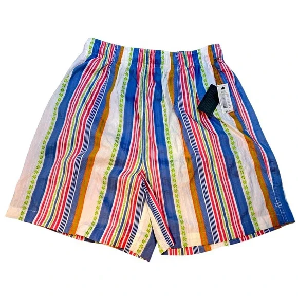 NWT Daniel Cremieux Striped Embroidered‎ Mens Swim Trunks Sz. M - MRSP $69.50