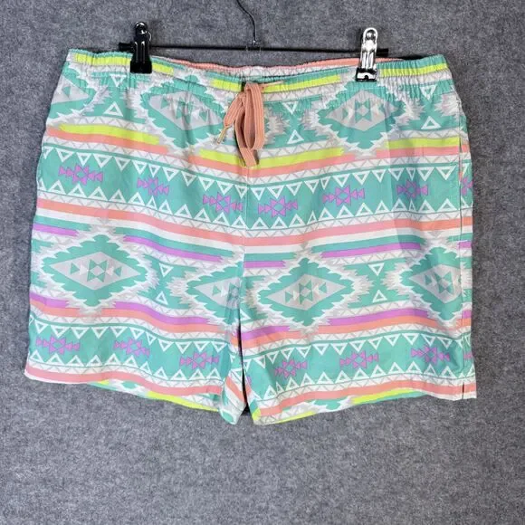 chubbie's Men's Aztec Neon Print Lined Swim‎ Trunks Size M