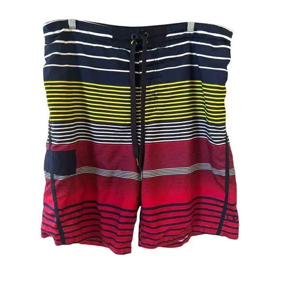 Vintage OP Ocean Pacific Board Shorts Swim‎ M 32/34 Striped Colorful 90s Beach