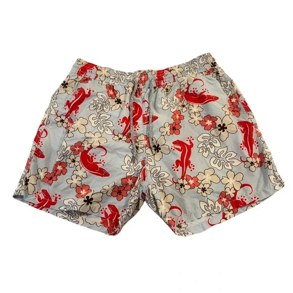 Vilebrequin Moorea XXL Swim Trunks Gekko Floral Red Blue‎ Luxury Resort