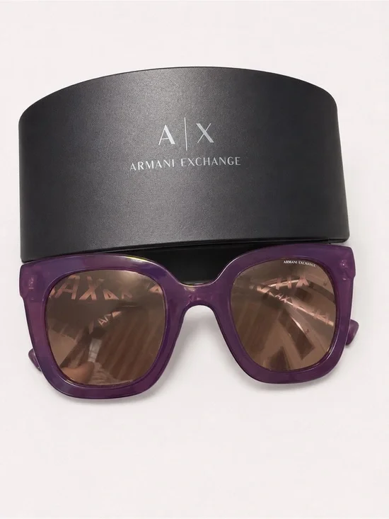 Armani Exchange Purple Frame Sunglasses with Brown Lenses