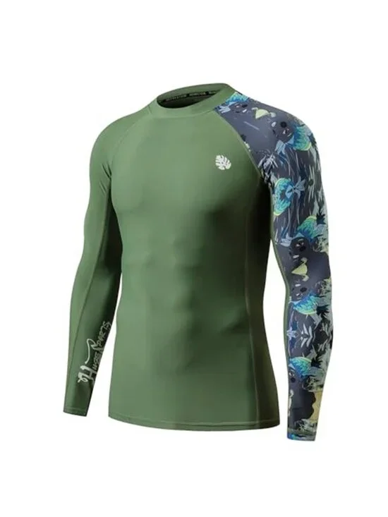 Men's Rash Guard Long Sleeves UPF 50+ UV Sun Protection Quick Drying Swim Shirt