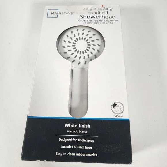 Mainstays Single Setting Handheld Showerhead White w/ 60