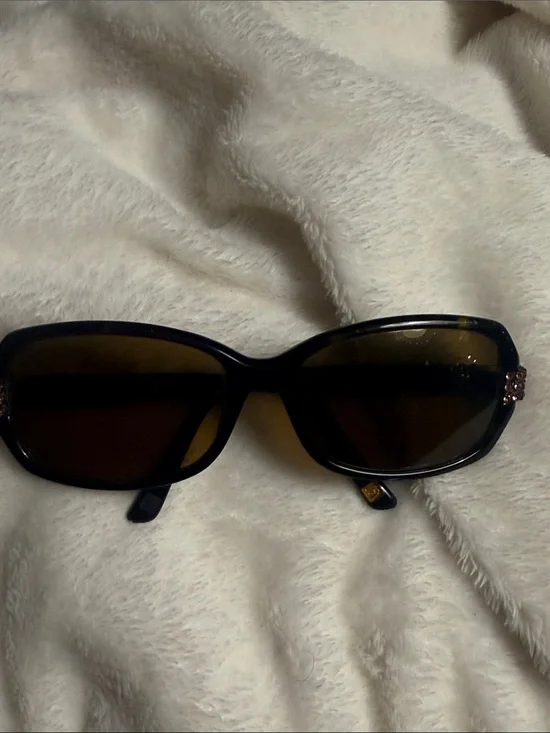 Saks Fifth Avenue Black Women's Rectangle Sunglasses with Gold Side Accent