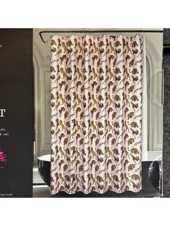 Ed Hardy 14 Piece Bath Set w Shower Curtain Liner w Hooks Pink Tiger Design