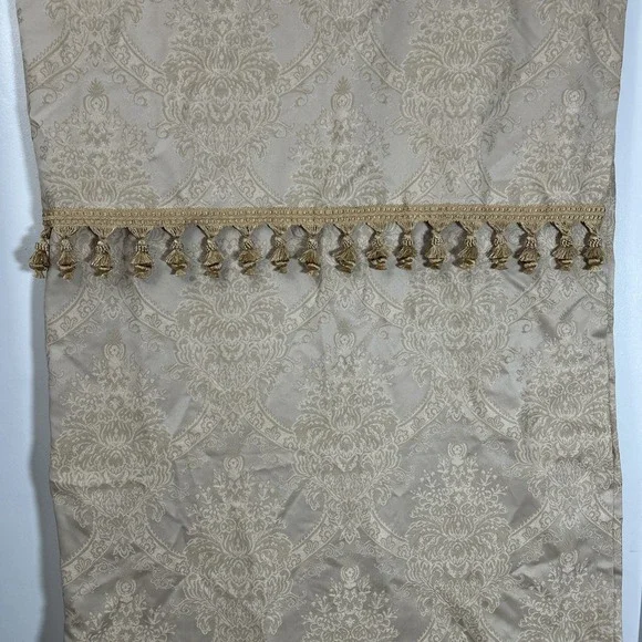 CROSCILL CARLISLE GOLD FABRIC SHOWER CURTAIN 70 X 73‎ VALANCE FRINGES 1414