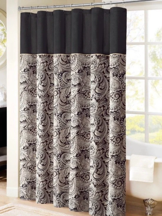 Black Top Madison Park Paisley Shower Curtain New sealed 72 x 72