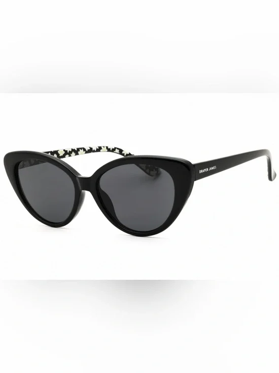 66. NEW Draper James Black Cat-Eye Sunglasses with Floral Temple Lining