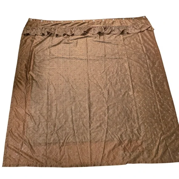 Vintage Brown Eyelet Ruffle Shower Curtain Valance Top Cottagecore 61x70