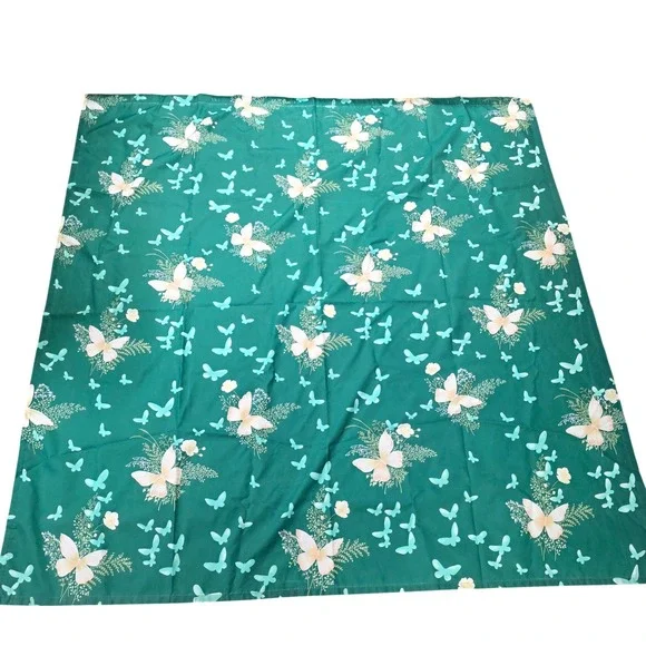 Vintage Butterfly Floral Shower Curtain Emerald Green Retro Nature 69x70