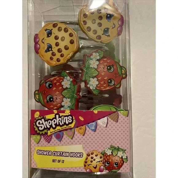 Shopkins Shower Curtain Hooks Rings Lot 12‎ Kids