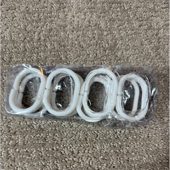 White Plastic Shower Curtain Rings Hooks Set of 12‎ New Rustproof