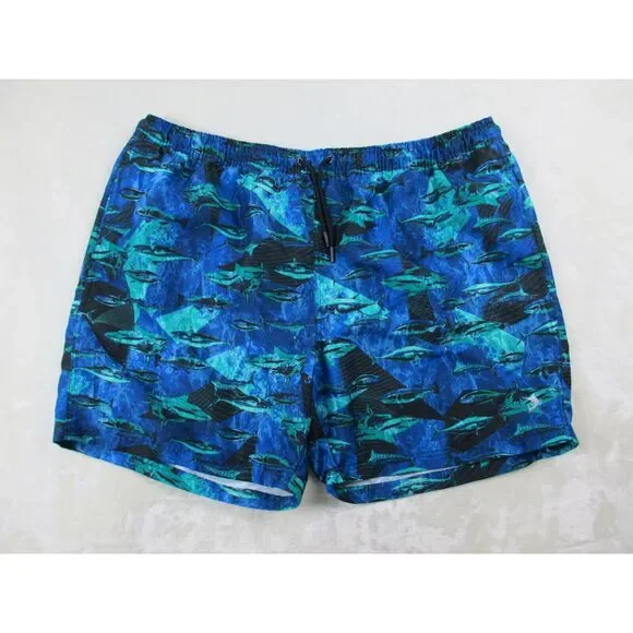 Reel Legends Swim Trunks Mens 2XL XXL Blue Board Shorts Bathing Suit‎ Sharks
