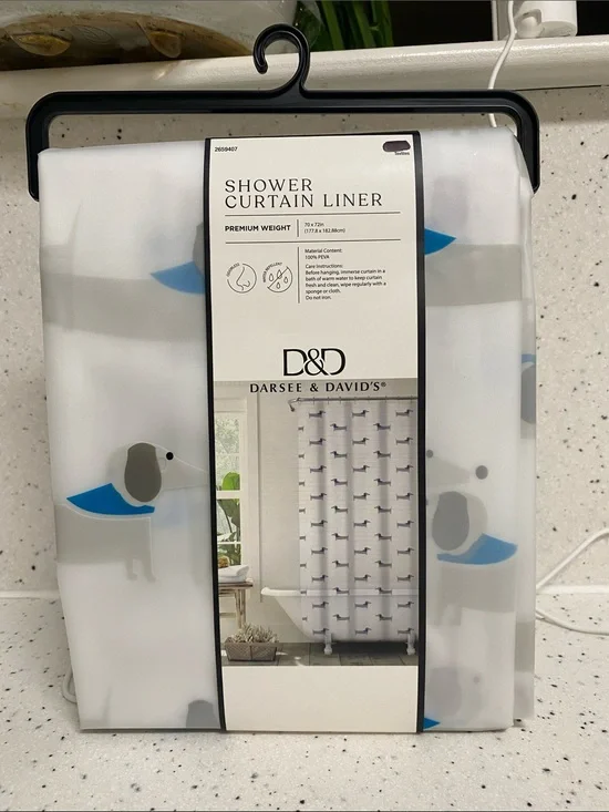 NWT.  Darsee & David’s, dachshund, shower curtain liner.