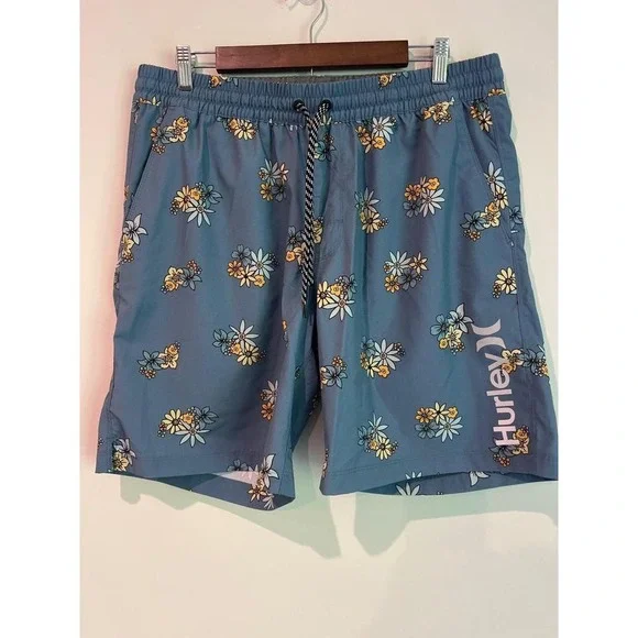 Hurley‎ Mens XL Floral Adjustable Elastic Waist Lined Board Shorts/Swim Trunks