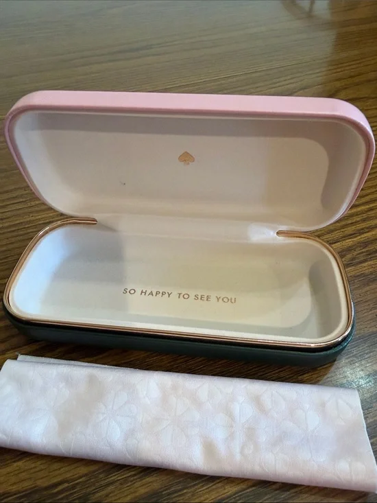 kate spade Pink and Teal Eyeglass Case with Gold Accent