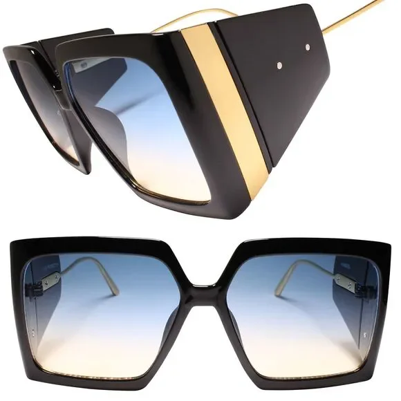 Classy Upscale Fashionable Womens Sunglasses Blue and Yellow Lens