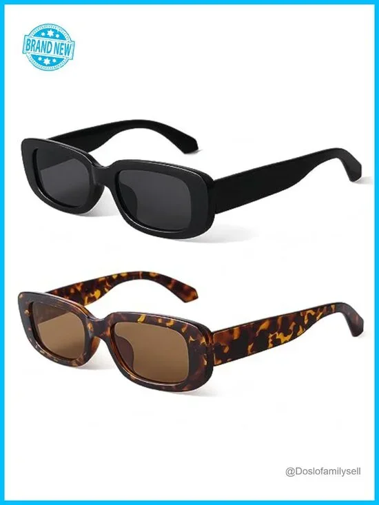 Retro Rectangle Sunglasses UV400 Protection Driving Glasses Narrow Square Frame
