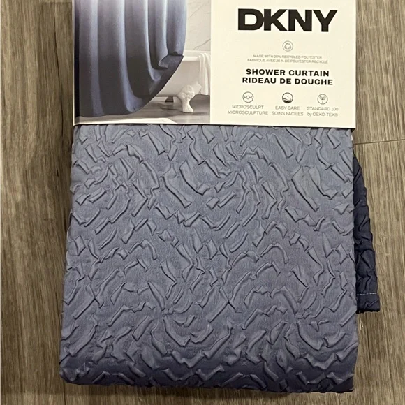 DKNY Mosaic Ombre Microsculpt White to Dark Blue Shower Curtain 72
