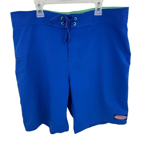 Vineyard Vines Mens Board‎ Shorts Blue Swim Trunks Size 33 Lace Up Pocket