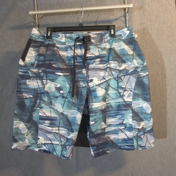 Legendary AnglersMed Blue Gray Camo Men's‎ Fishing Big Game Boating Swim Shorts