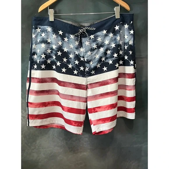 Hurley Phantom‎ USA American Flag Board Shorts Mens 40 Patriotic Swim Trunks