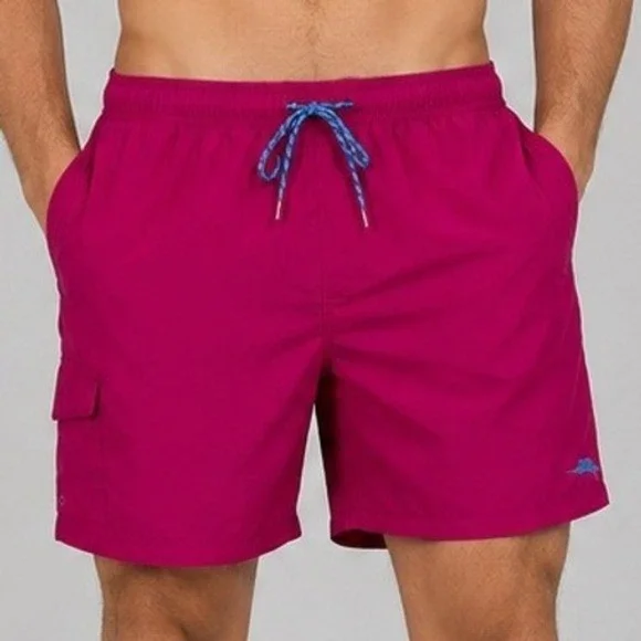 Tommy Bahama Happy Go Cargo Swim Trunks Mens XXL Magenta Pink Board Shorts