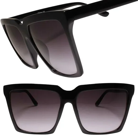 Classy Luxury Oversized XXL Designer Stylish Black Square Sunglasses
