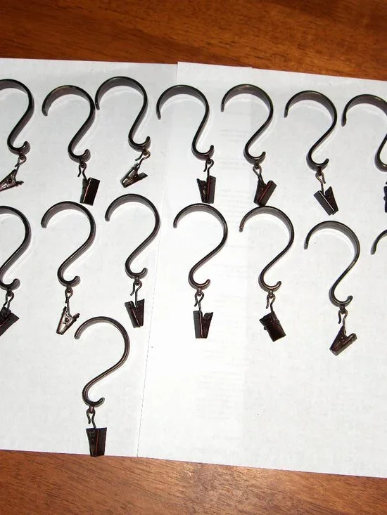 Brass shower curtain clips, lot of 15