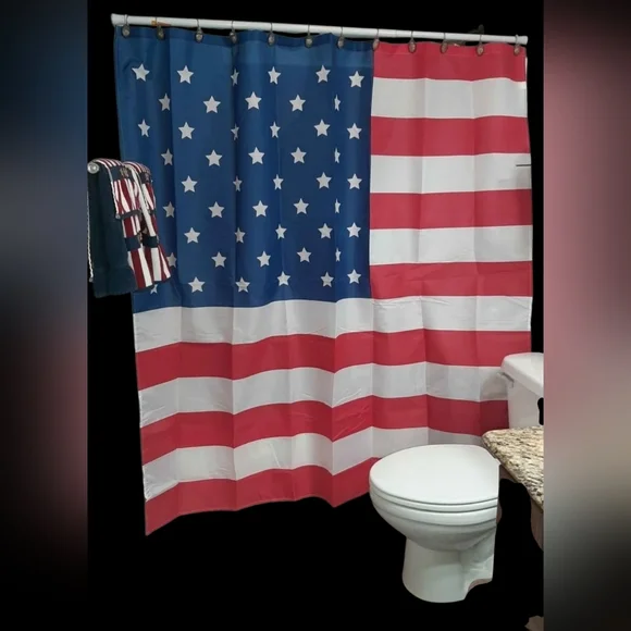 USA Flag Shower Curtain New