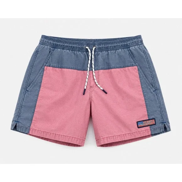 Vineyard Vines Swim Trunks Men Small Pink Blue Colorblock 1M001301 Chappy Shorts