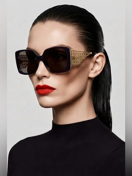 Alexander McQueen Black Sunglasses Silver-tone Pewter lattice Metal Accents COA