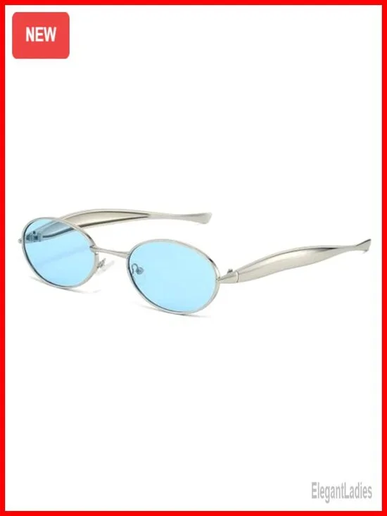 Retro Oval Metal Frame Sunglasses UV400 Protection Non-Polarized