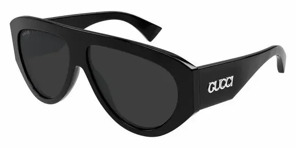 GUCCI GG2128S 001 Black Silver Dark Grey Unisex Sunglasses Large AUTHENTIC
