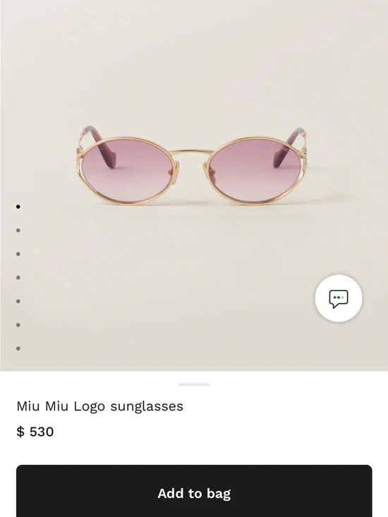 Miu Miu Gold Frame Oval Sunglasses with Pink Gradient Lenses