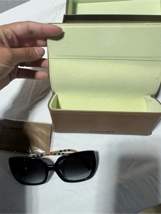 Burberry Black Sunglasses with Signature Check Temples