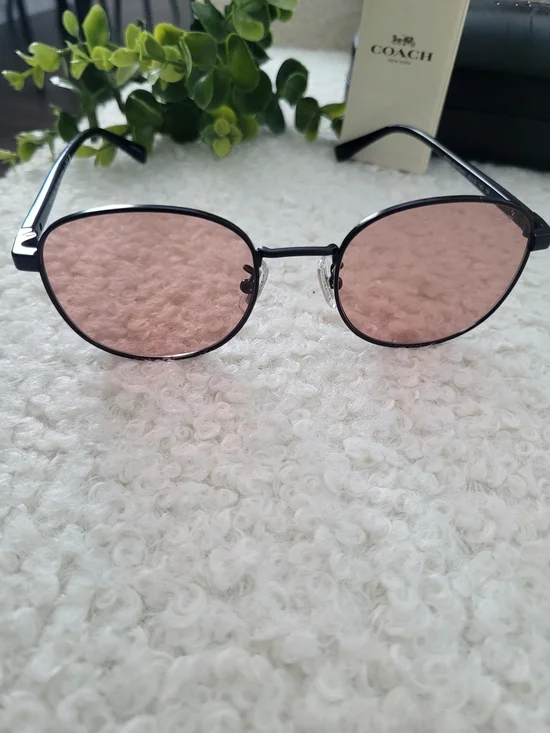 Coach Round Women's Sunglasses with Rose-Tint Lenses